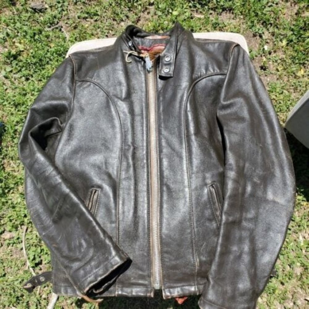 Schott 157 naked cowhide leather racer, Women's vintage (early 80s) jacket